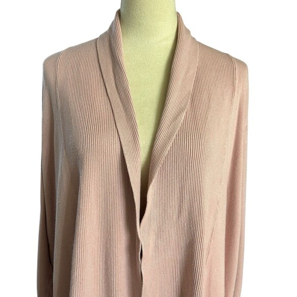 Lane Bryant Womens 18/20 Mauve Open Front Long Cardigan Ribbed Knit Sweater - Picture 2 of 9